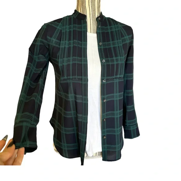 J Crew Casual Green Plaid Flannel XXS - Picture 3 of 7